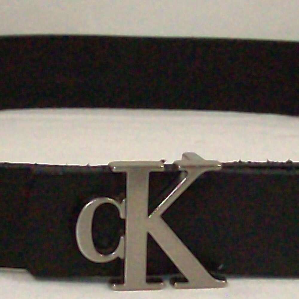 Calvin Klein Italian Saddle Leather Belt Ck Logo Black Size S Vintage